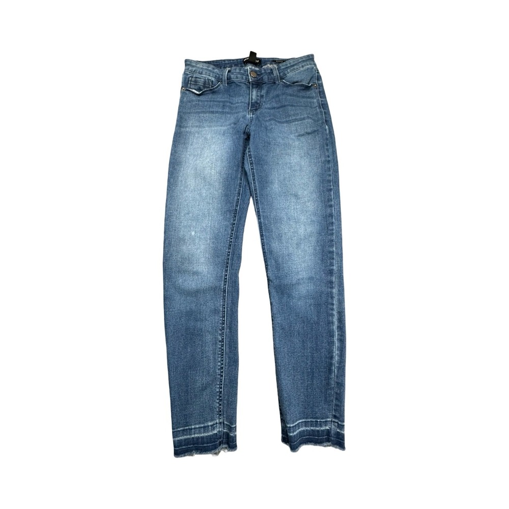 Kenneth Cole Jeans Womens 6 Blue‎ Jess Skinny Released Raw Hem Medium Wash Denim